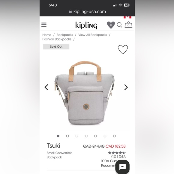 New Kipling Tsuki Small Convertible Backpack Rustic Blue - Picture 11 of 11